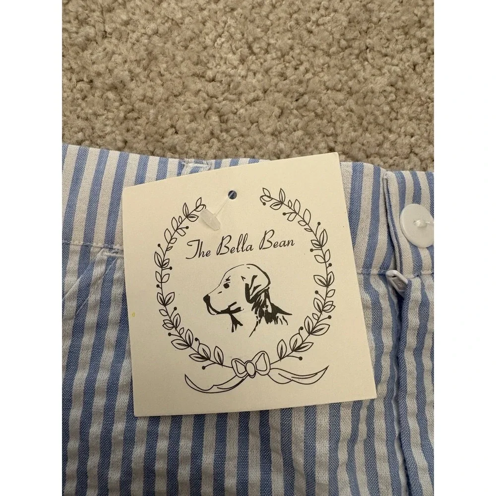 New Bella Bean Striped Seersucker Shorts Blue Size 8